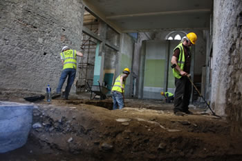 Archaeologists working in the south transept